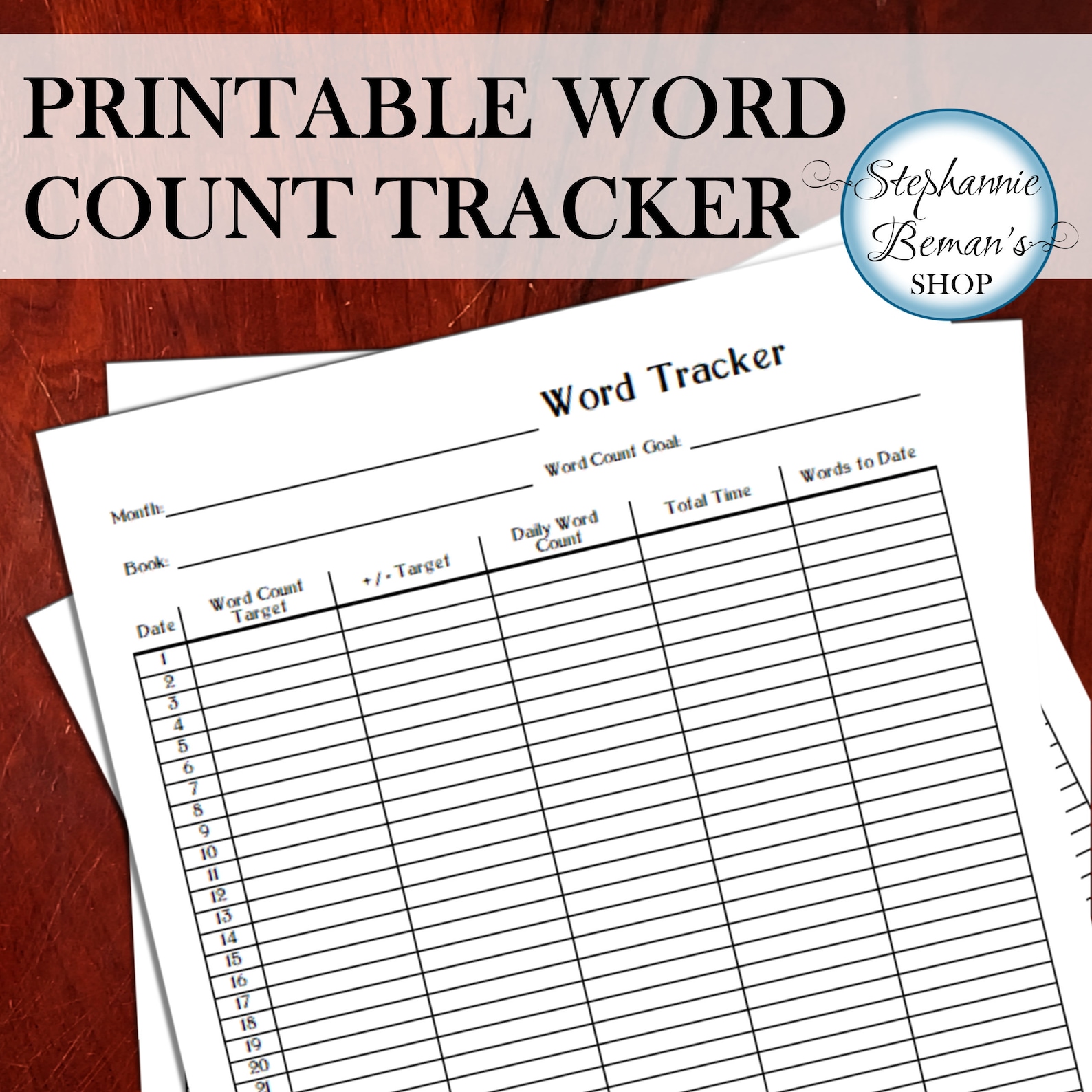 Printable Monthly Word Count Tracker For Writers Minimal Etsy