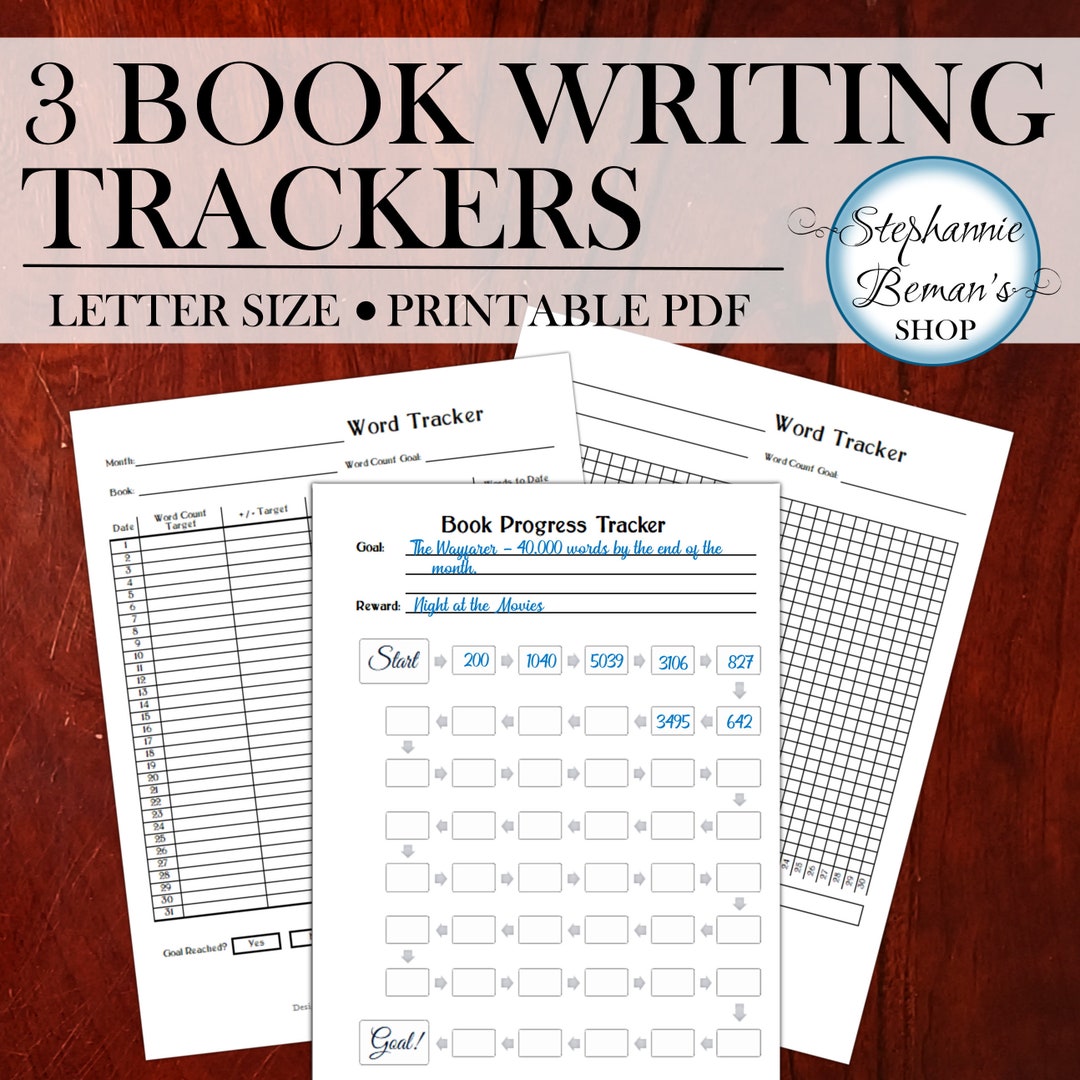 PRINTABLE Monthly Writing Tracker Bundle Book Progress Word - Etsy