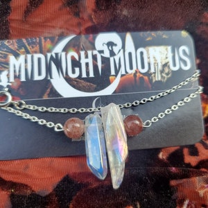 Aura Quartz and Lepidolite Necklace