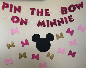 Minnie Mouse Pin the Bow Game, Minnie Mickey Mouse Games, Minnie Mouse Party Game, Minnie ...