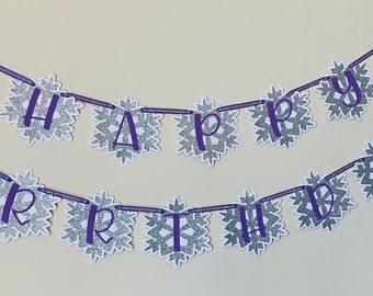 Snowflake Birthday Banner, Winter Birthday Banner, Snowflake Banner