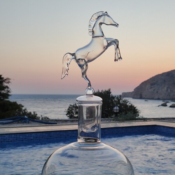 Mustang Figured Carafe, Whisky Crystal Glass Decanter Set, Handmade Clear Carafe