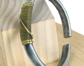 Flat Silver & Gold Twist Bracelet - 8 Inches