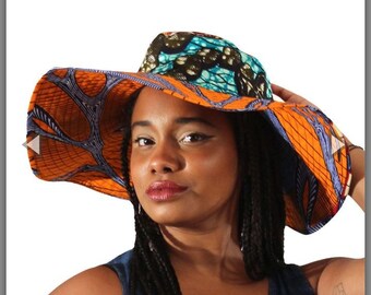 Kitenge Sun Hat - Assorted Patterns and Colors, 15" Wide, Fits up to 22" Head