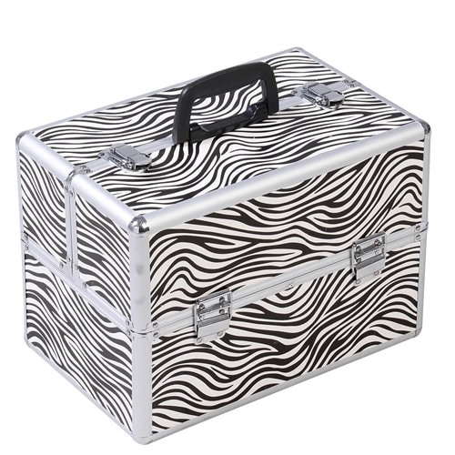 Jewelry Box Makeup Storage Case Organizer, Black Diamond, Zebra Pattern