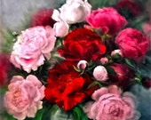 Charm flower bouquet, Peonies painting, Trending now, Mindfulness gift, Canada online store.