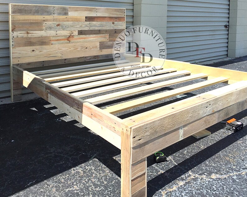 Pallet Bed Frame Reclaimed Wood Bed Frame Twin Size Full Etsy