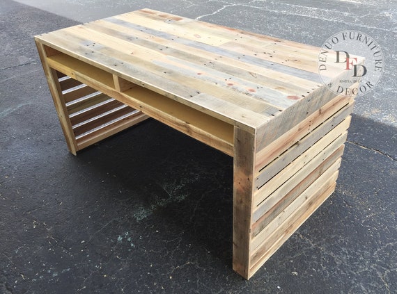 Reclaimed Wood Front Desk Reclaimed Pallet Wood Desk Office Etsy