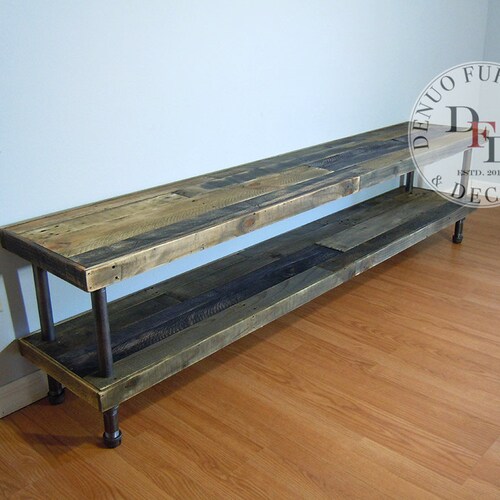 Rustic Aged Three Toned Wooden Shelving Unit TV Stand Etsy