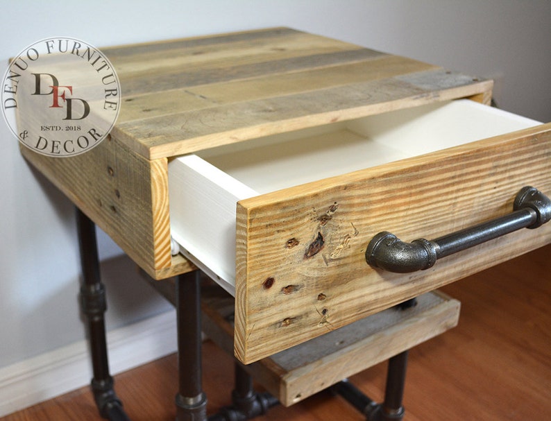 Nightstand FREE SHIPPING Pallet and Pipes Industrial Nightstand Reclaimed Pallet Wood Side Table Reclaimed Wood