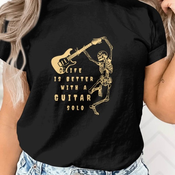 Life is better with a guitar solo,music tees, plus size tshirt, musical shirt, music note teacher, satchel duffle bag, gift friend sister,