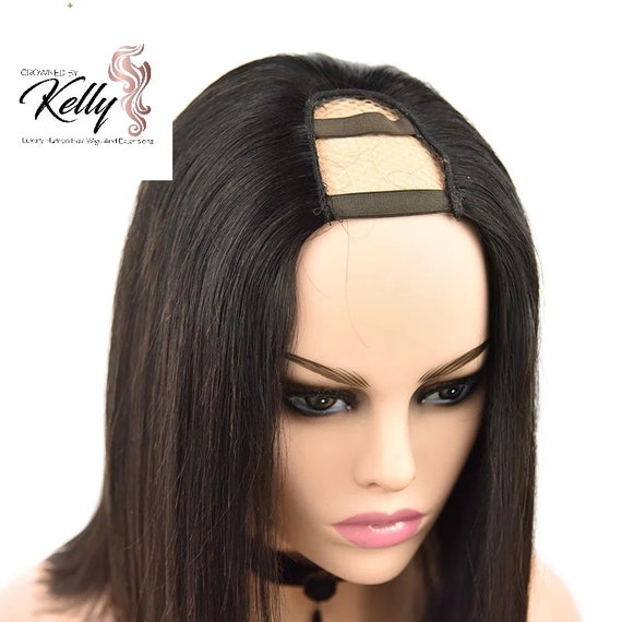 Straight U Part Wigs Human Hair Short Bob Wig Glueless Remy Etsy