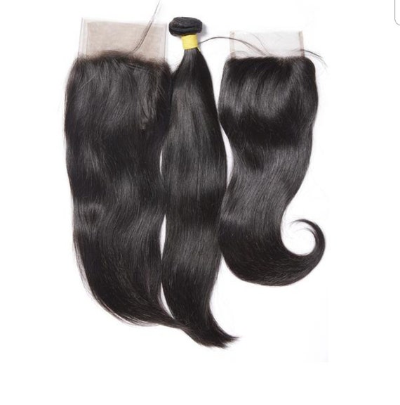 Human Hair Bundles And Closure With Transparent Lace Etsy