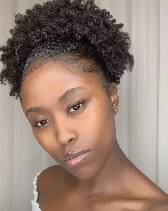 Afro Kinky Curl 4c Natural Black Human Hair Ponytail Etsy