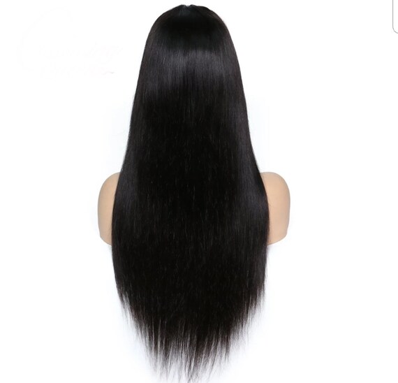 Sexy Straight Long Black 8a Brazilian Human Hair Lace Front Etsy