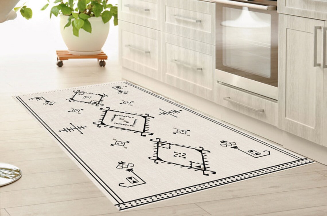 Black and White Mat. Vinyl Mat.vinyl Rug.vinyl Floor.geometric Etsy UK