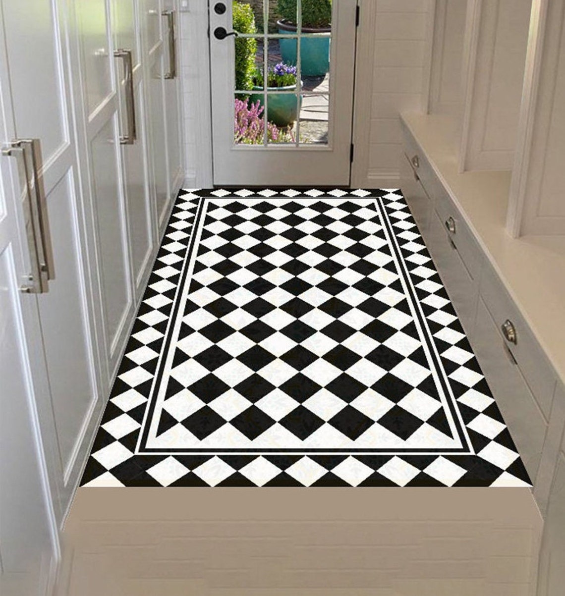 Vinyl Mat. Vinyl Rug. Vinyl Floor. Geometric Pattern Mat. Art Etsy