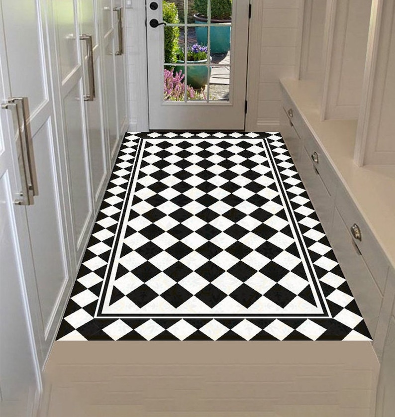 Vinyl Mat. Vinyl Rug. Vinyl Floor. Geometric Pattern Mat. Art Etsy