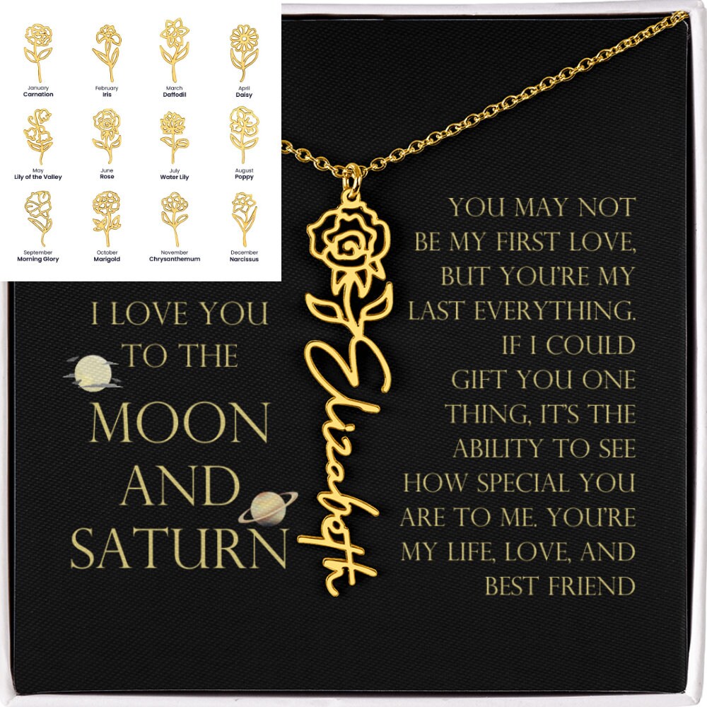 Sentimental gifts for girlfriend birth month flower necklace 1 year
