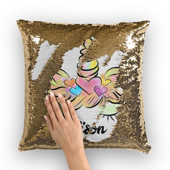 sequin pillow with hidden message
