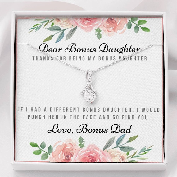 Bonus Daughter Gift Necklace, Thanks for Being My Bonus Daughter, Gift from Bonus Dad, Birthday Gift, Christmas Gift