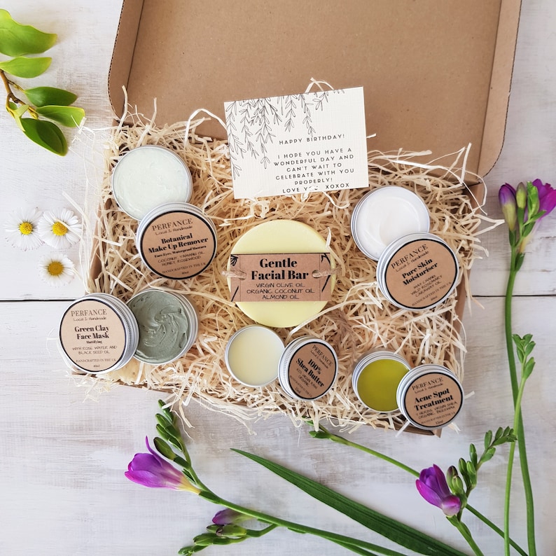 Sustainable Letterbox Gift Birthday: Clay Face Masks, Face Soap, Skin Balm, Makeup Remover. Handmade. Skincare Bundle image 4