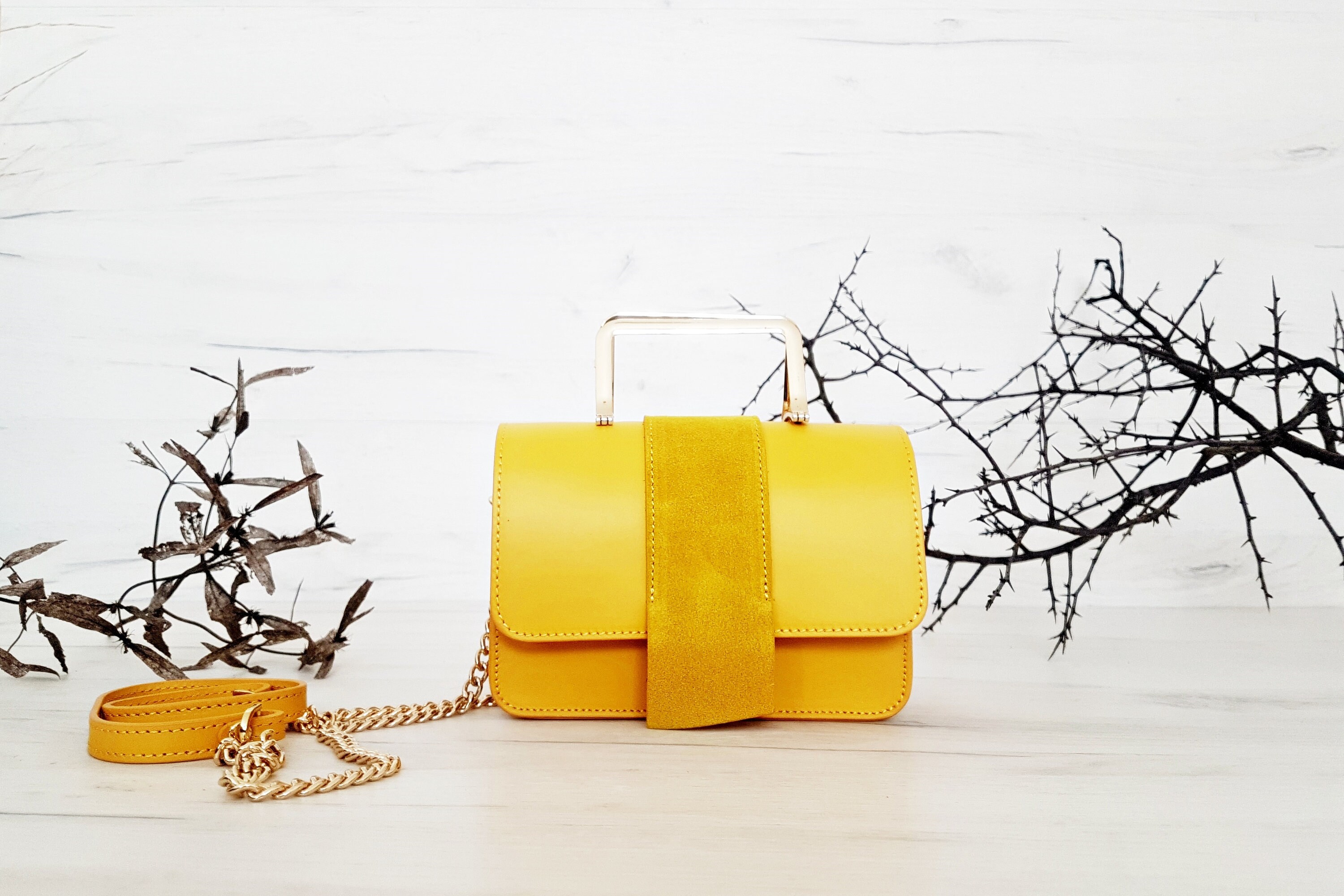 yellow evening bag