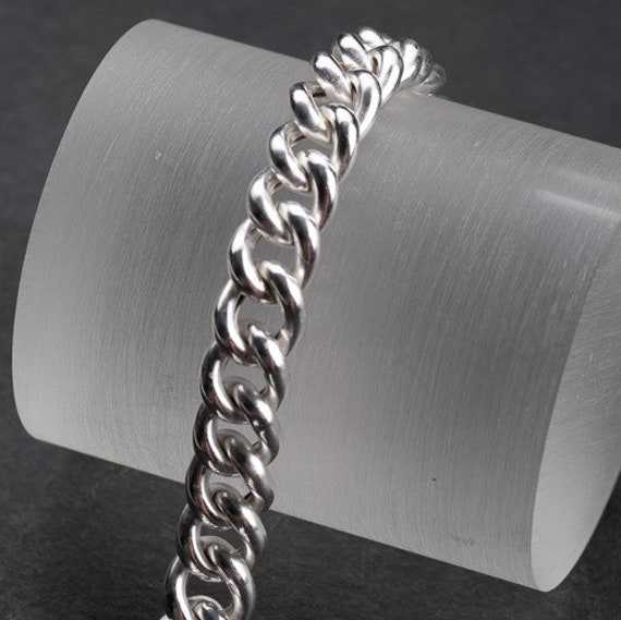 Curb bracelet, vintage revised, 800 silver, light… - image 10