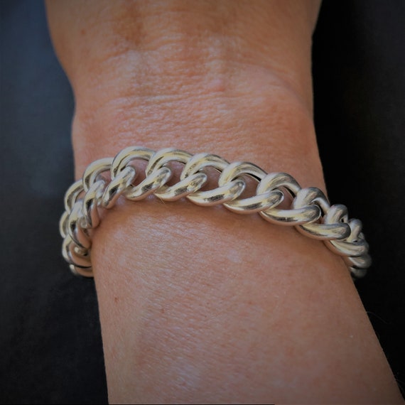 Curb bracelet, vintage revised, 800 silver, light… - image 6