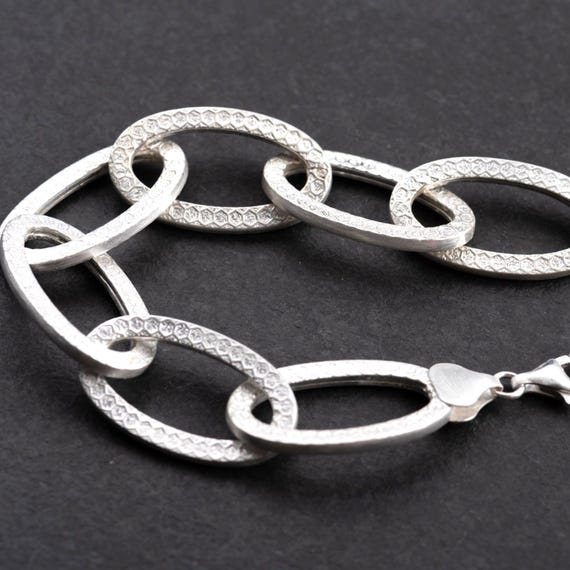 Vintage sterling link bracelet, 925 silver, repla… - image 9