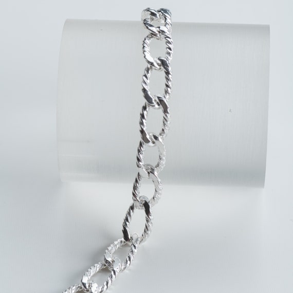 Solid vintage link bracelet, 835 silver, replated… - image 4