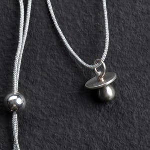 Vintage pacifier pendant, 925 silver, replated with 999 fine silver, completely refurbished, thread chain adjustable in length, unique piece