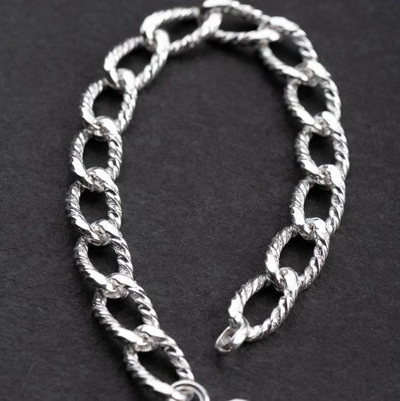 Solid vintage link bracelet, 835 silver, replated… - image 7