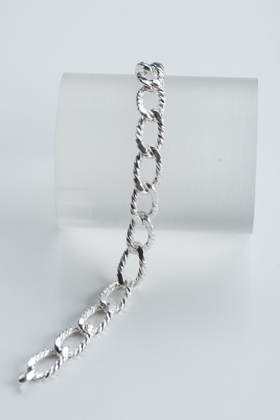 Solid vintage link bracelet, 835 silver, replated… - image 8