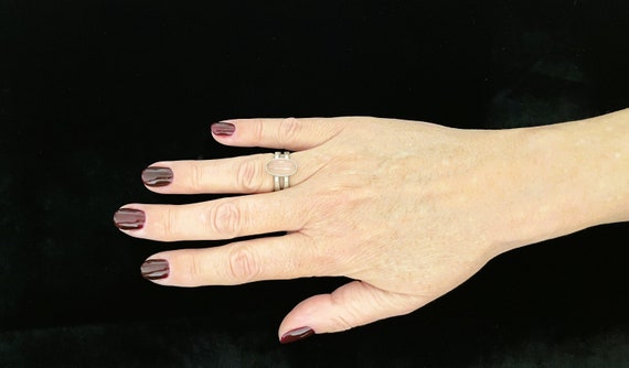 Ring with rose quartz, oval cabochon, vintage rev… - image 8