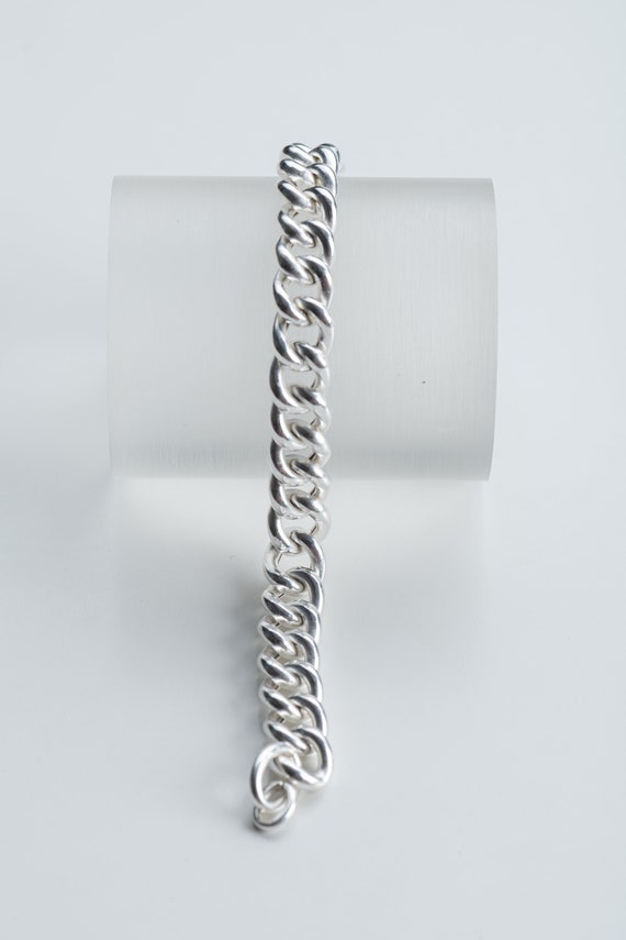 Curb bracelet, vintage revised, 800 silver, light… - image 8