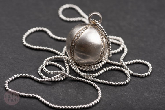 large vintage ball, solid, crystals, ball chain, … - image 4