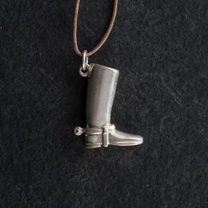 Vintage riding boot pendant, solid 835 silver replated with 999 fine silver, unique piece completely refurbished, chain length adjustable