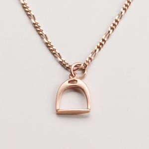 Vintage stirrup pendant with Figaro chain, 835 and 925 silver, replated with 18k rose gold, 45 cm, unique piece completely refurbished