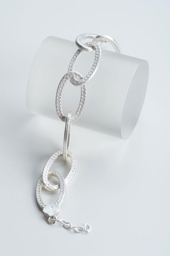 Vintage sterling link bracelet, 925 silver, repla… - image 8