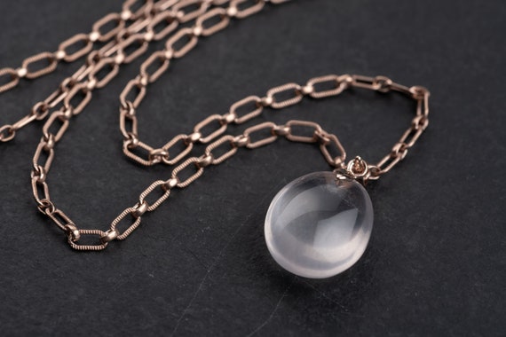 Vintage one of a kind: Link necklace with pendant rose quartz