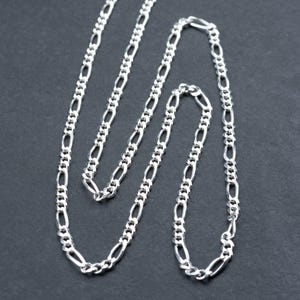 Catena Figaro vintage lunga in argento sterling, placcata in argento fino 999, pezzo unico completamente restaurato, unisex, 90 cm, classica