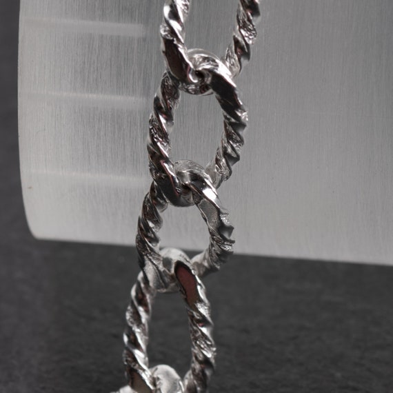 Solid vintage link bracelet, 835 silver, replated… - image 9