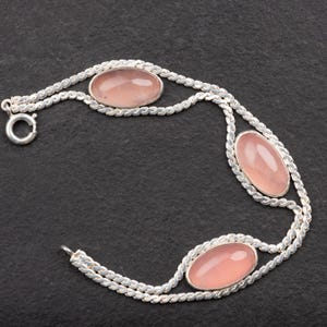 60s bracelet rose quartz, CNP Christian Neusser Pforzheim, 835 silver, replated with 999 fine silver, completely refurbished, unique piece