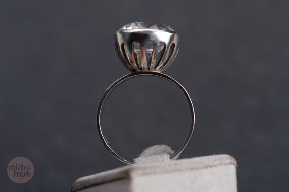Ring with rock crystal, solitaire ring, vintage r… - image 2