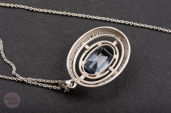 Antique blue topaz pendant with a long chain, 835… - image 6