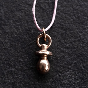 Vintage pacifier pendant, 925 silver newly plated with 18k rose gold, completely refurbished, thread chain adjustable in length, unique piece