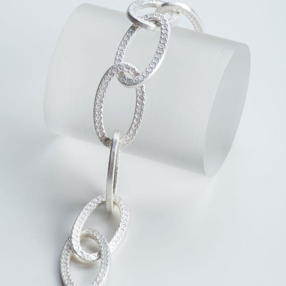 Vintage sterling link bracelet, 925 silver, repla… - image 6