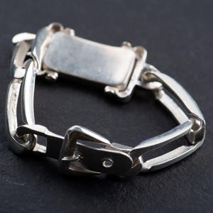 Vintage sterling belt bracelet, 60s, 925 silver replated with 999 fine silver, unique piece completely refurbished, clasp, belt loop