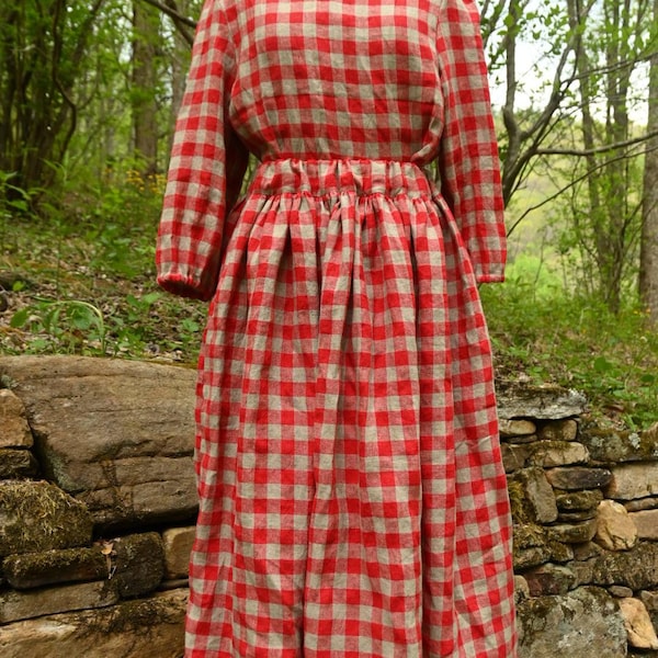Falda de lino con cintura fruncida Frolicking - Cintura elástica con fruncido completo, estilo vintage, hecha en EE. UU.